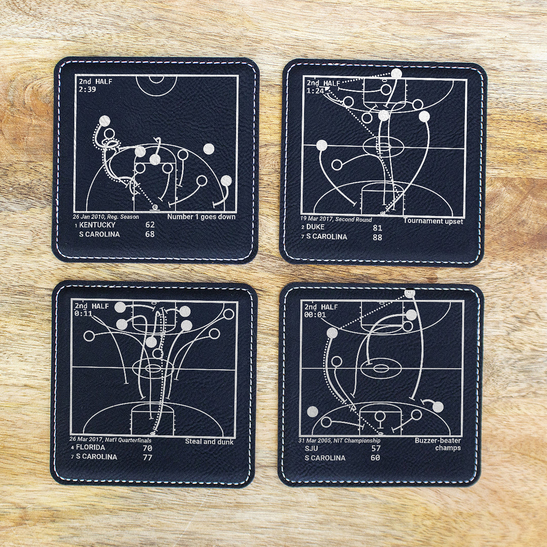 Greatest South Carolina Basketball Plays: Leatherette Coasters (Set of 4)