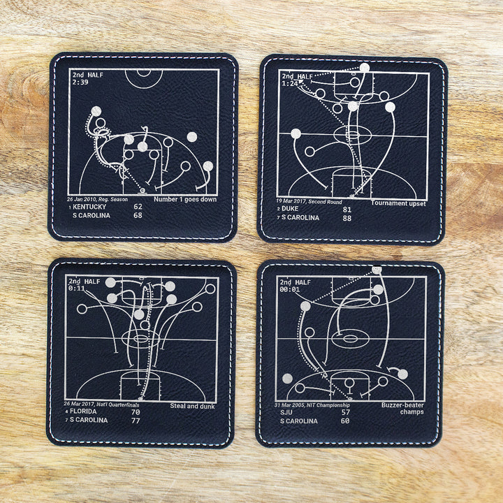 Greatest South Carolina Basketball Plays: Leatherette Coasters (Set of 4)