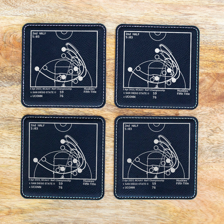 <b>2023 Champions</b> UCONN Basketball Plays: Leatherette Coasters (Set of 4)