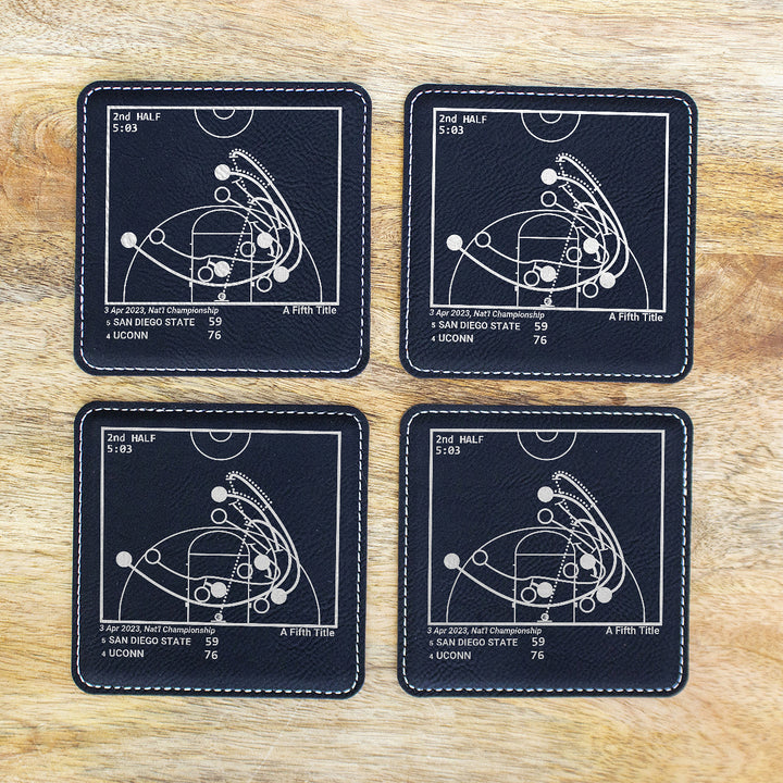 <b>2023 Champions</b> UCONN Basketball Plays: Leatherette Coasters (Set of 4)