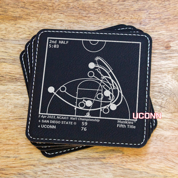 <b>2023 Champions</b> UCONN Basketball Plays: Leatherette Coasters (Set of 4)