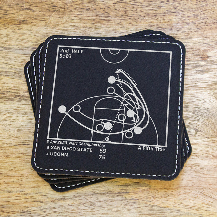 <b>2023 Champions</b> UCONN Basketball Plays: Leatherette Coasters (Set of 4)