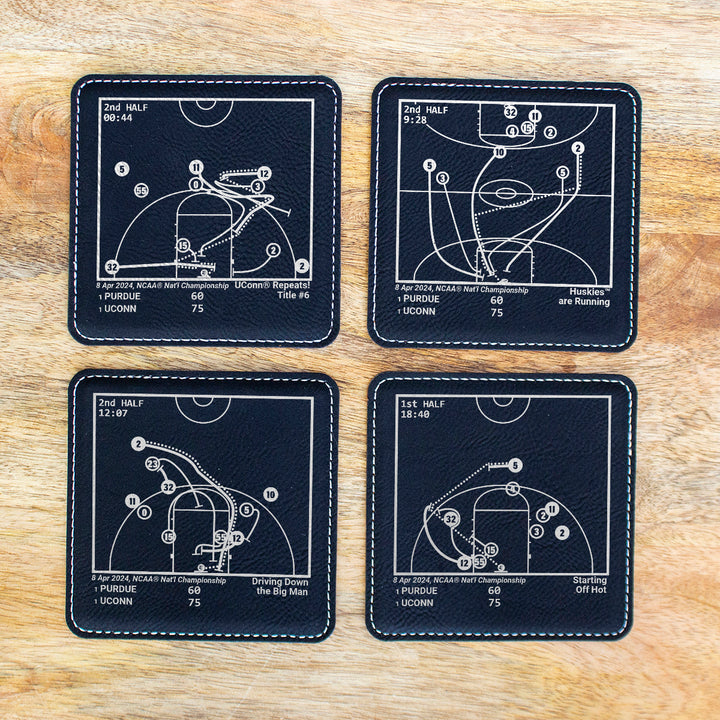 <b>2024 Champions</b> UCONN Basketball Plays: Leatherette Coasters (Set of 4)