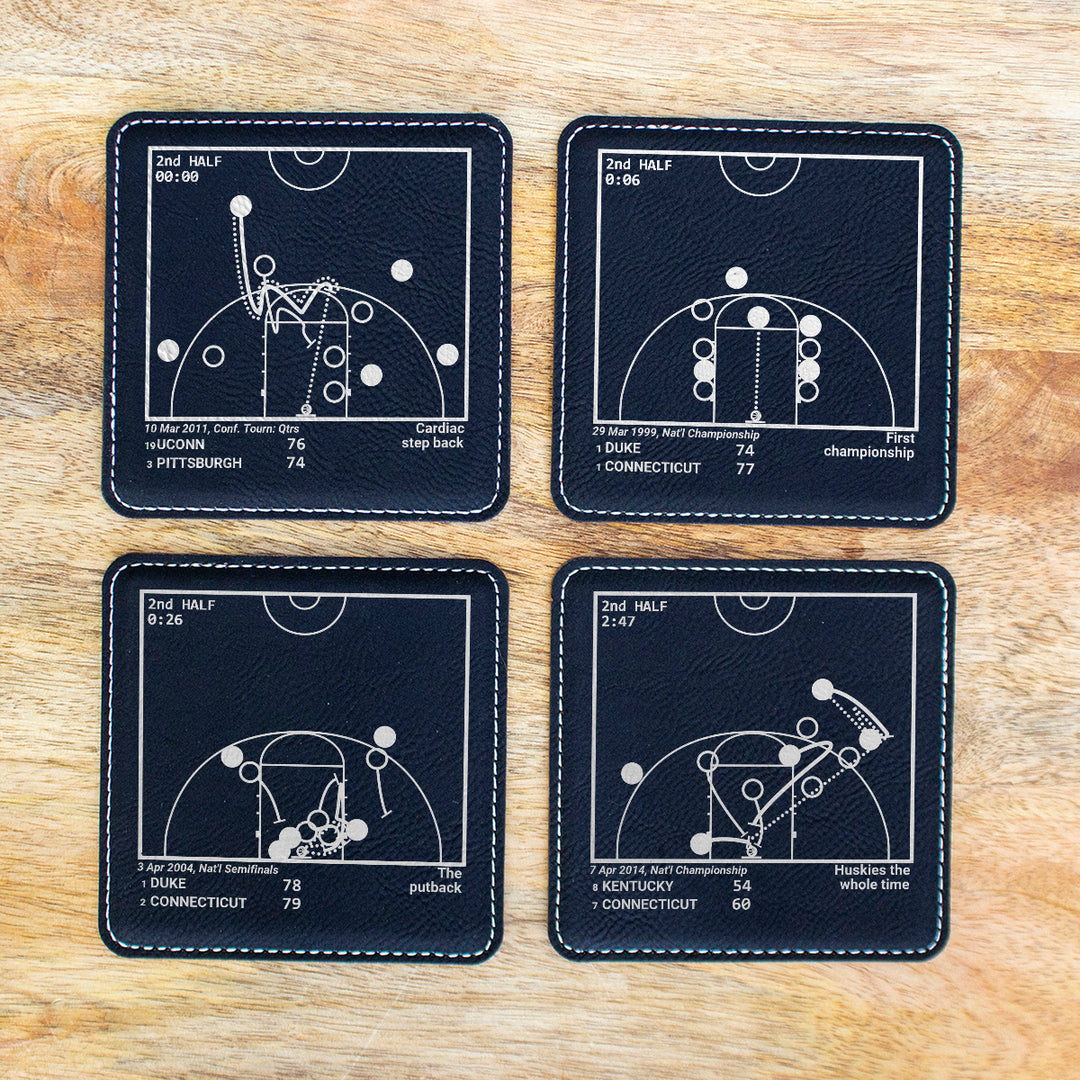 UCONN Basketball Greatest Plays: Leatherette Coasters (Set of 4)