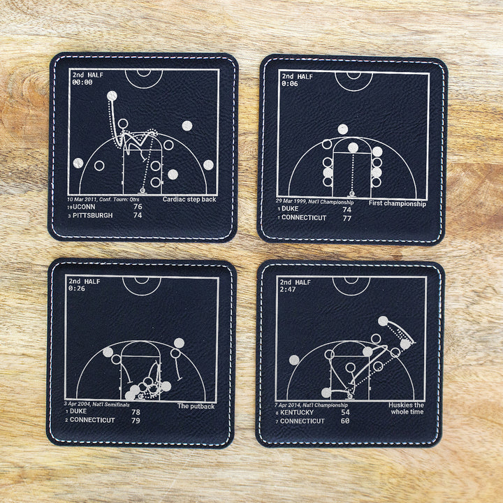 Greatest UCONN Basketball Plays: Leatherette Coasters (Set of 4)