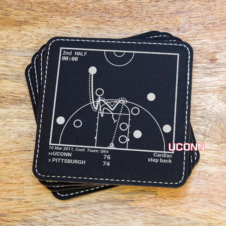 UCONN Basketball Greatest Plays: Leatherette Coasters (Set of 4)