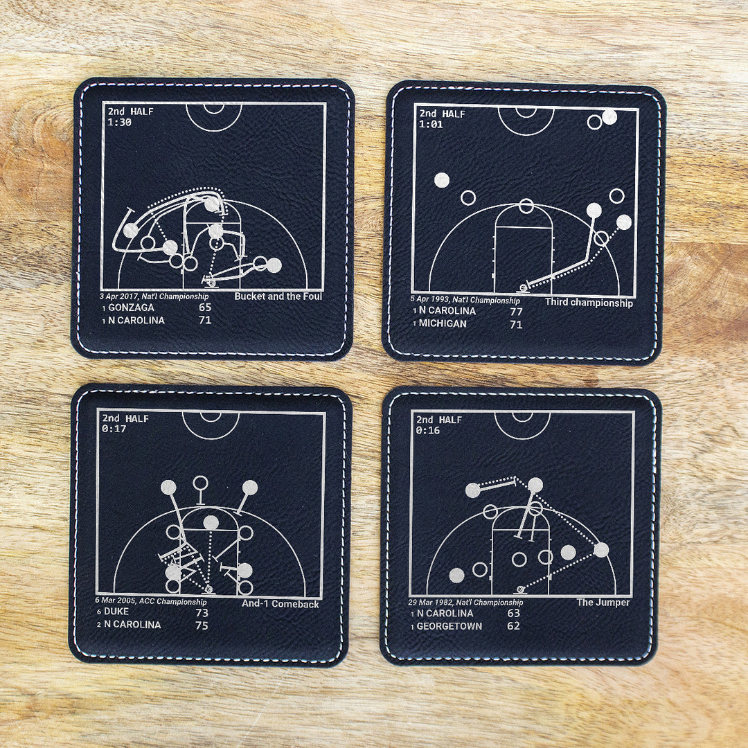 Greatest UNC Basketball Plays: Leatherette Coasters (Set of 4)