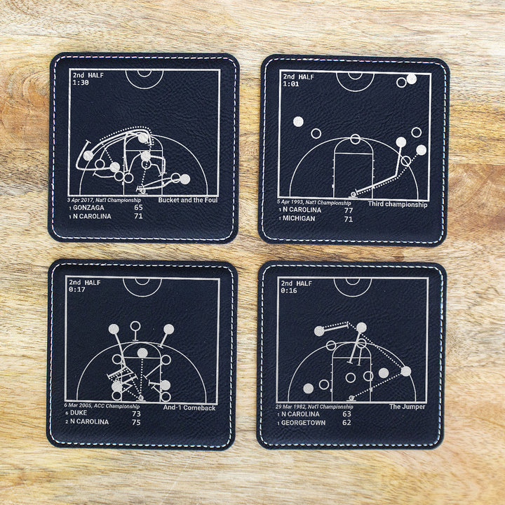 Greatest UNC Basketball Plays: Leatherette Coasters (Set of 4)
