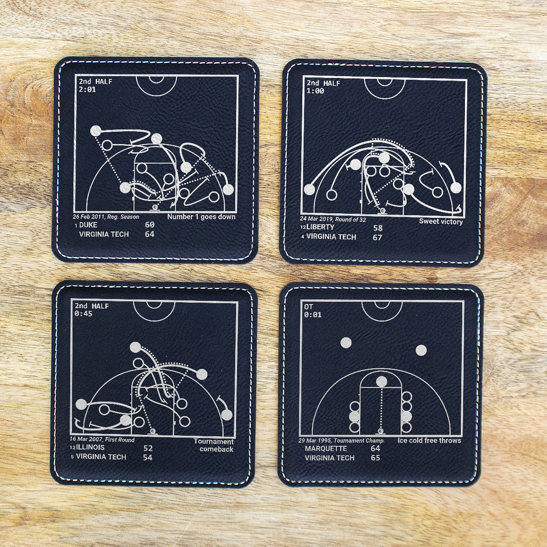 Greatest Virginia Tech Basketball Plays: Leatherette Coasters (Set of 4)