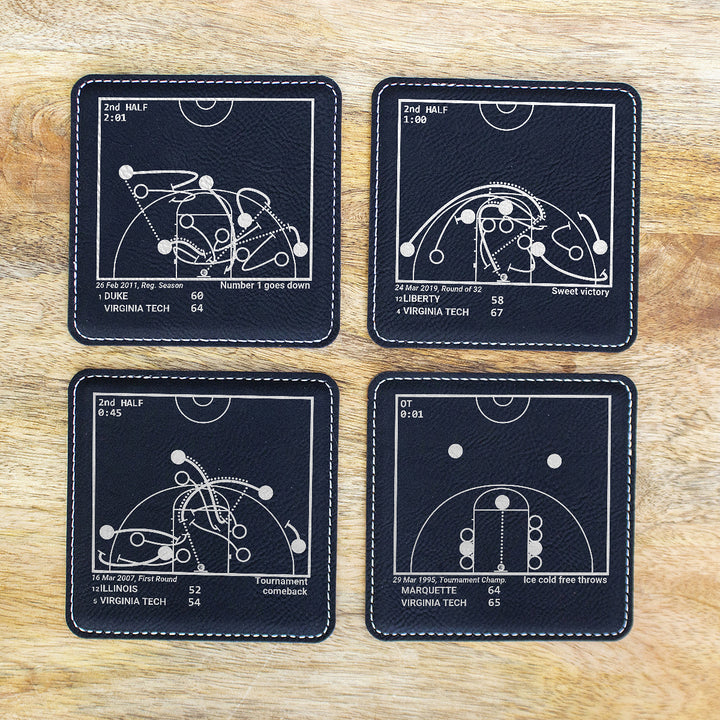 Greatest Virginia Tech Basketball Plays: Leatherette Coasters (Set of 4)