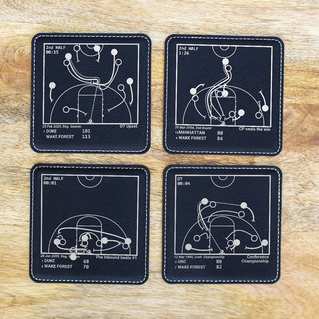 Greatest Wake Forest Basketball Plays: Leatherette Coasters (Set of 4)