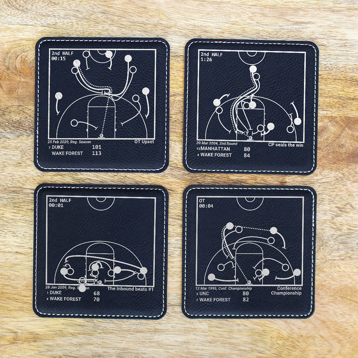 Greatest Wake Forest Basketball Plays: Leatherette Coasters (Set of 4)