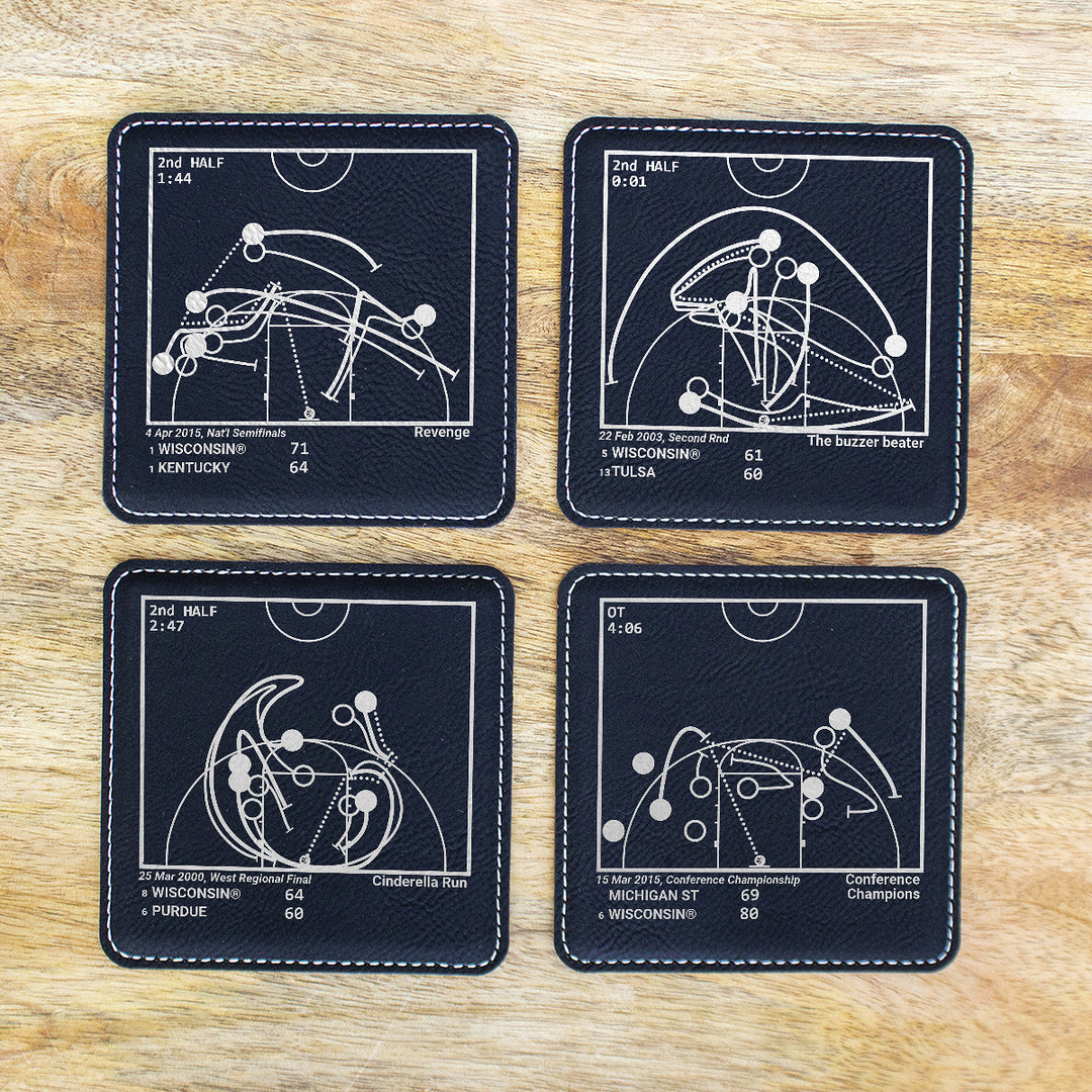 Greatest Wisconsin Basketball Plays: Leatherette Coasters (Set of 4)
