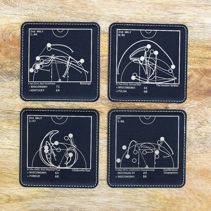 Greatest Wisconsin Basketball Plays: Leatherette Coasters (Set of 4)