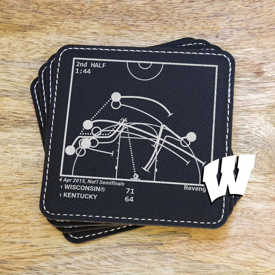Greatest Wisconsin Basketball Plays: Leatherette Coasters (Set of 4)