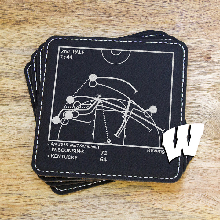 Greatest Wisconsin Basketball Plays: Leatherette Coasters (Set of 4)