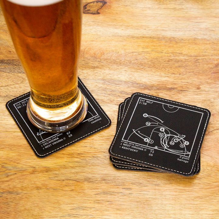 West Virginia Basketball Greatest Plays: Leatherette Coasters (Set of 4)