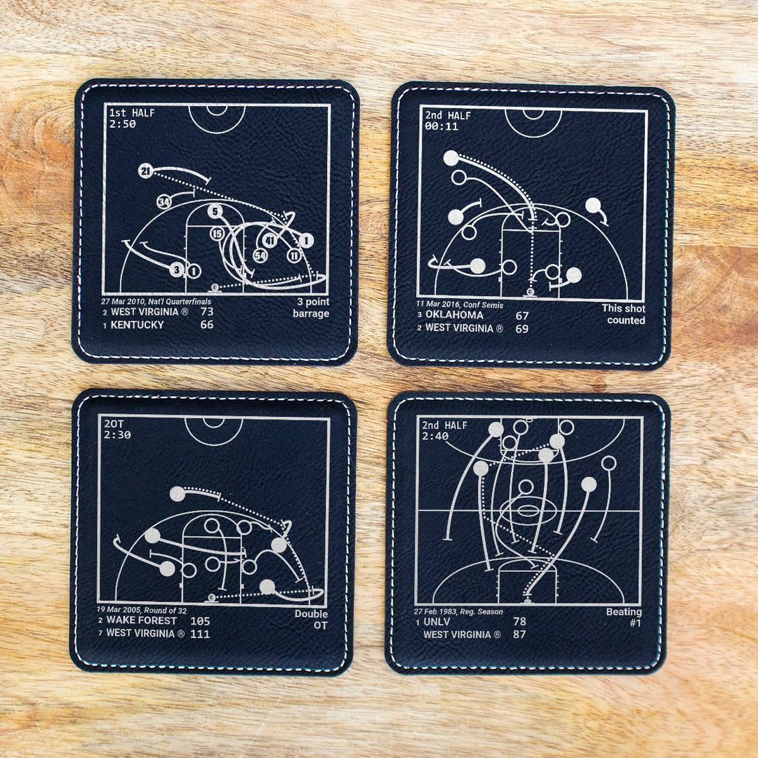 West Virginia Basketball Greatest Plays: Leatherette Coasters (Set of 4)