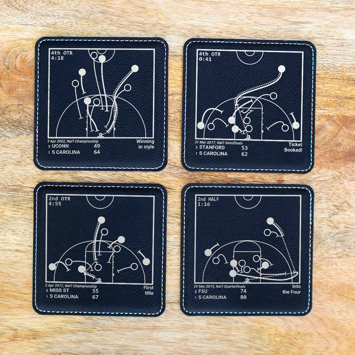 South Carolina Basketball Women's Greatest Plays: Leatherette Coasters (Set of 4)