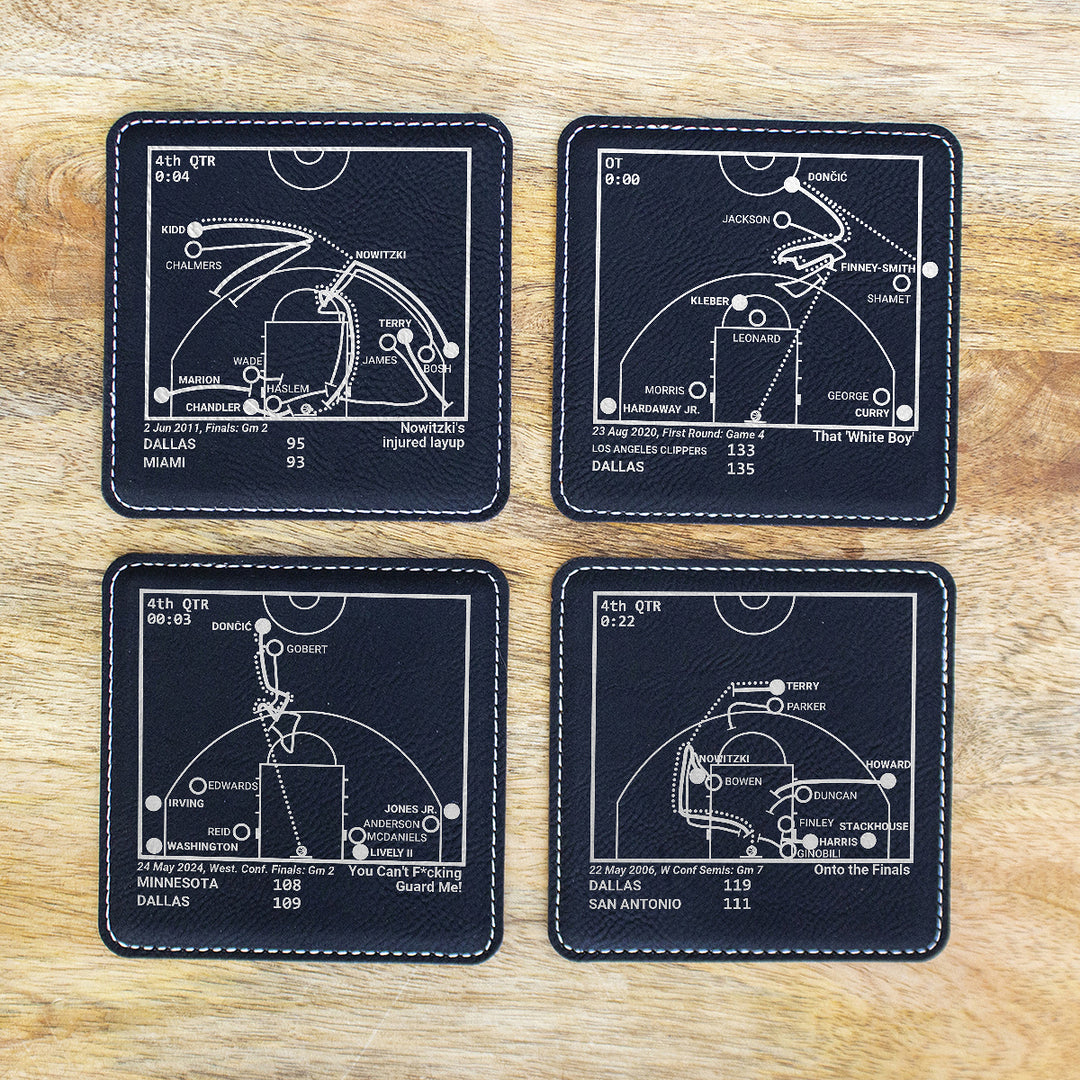 Dallas Mavericks Greatest Plays: Leatherette Coasters (Set of 4)