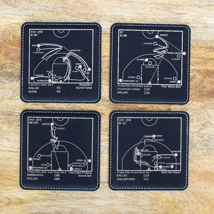 Dallas Mavericks Greatest Plays: Leatherette Coasters (Set of 4)