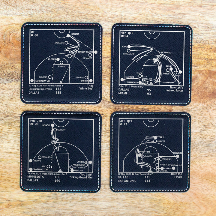 Dallas Mavericks Greatest Plays: Leatherette Coasters (Set of 4)