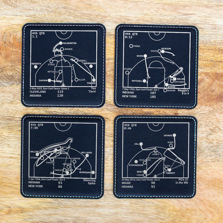 Indiana Pacers Greatest Plays: Leatherette Coasters (Set of 4)