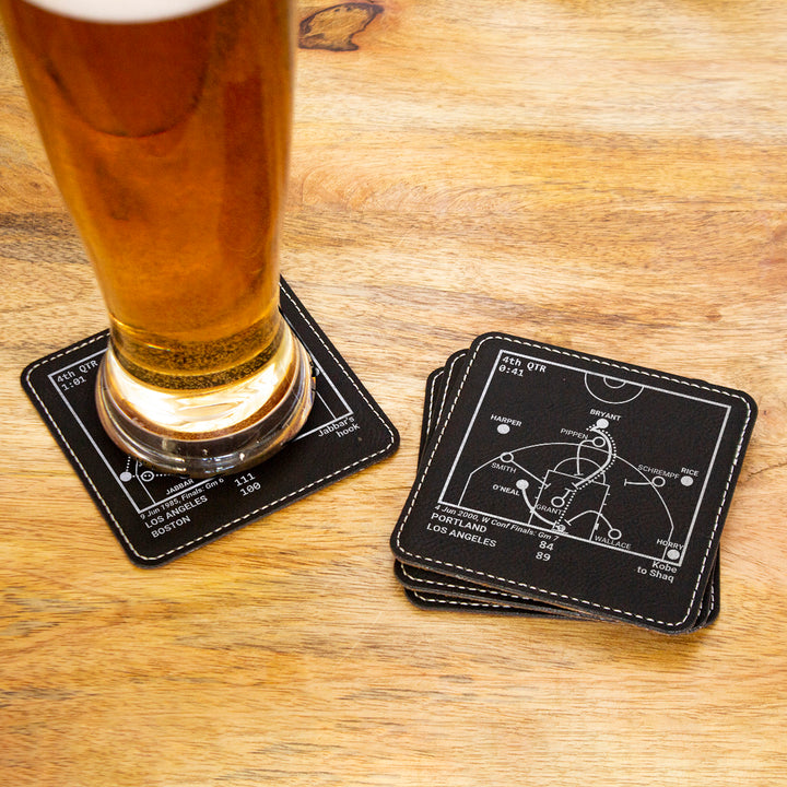 Los Angeles Lakers Greatest Plays: Leatherette Coasters (Set of 4)