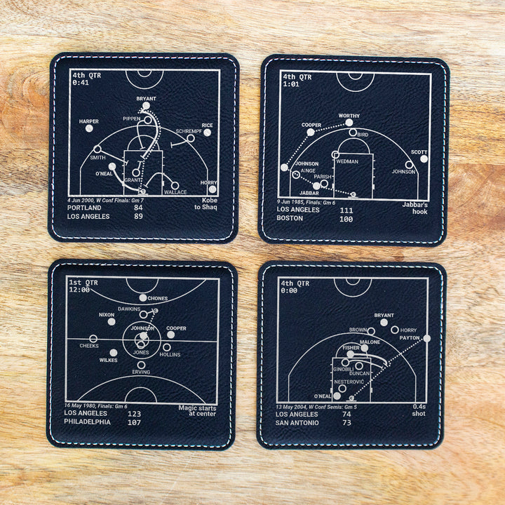 Los Angeles Lakers Greatest Plays: Leatherette Coasters (Set of 4)