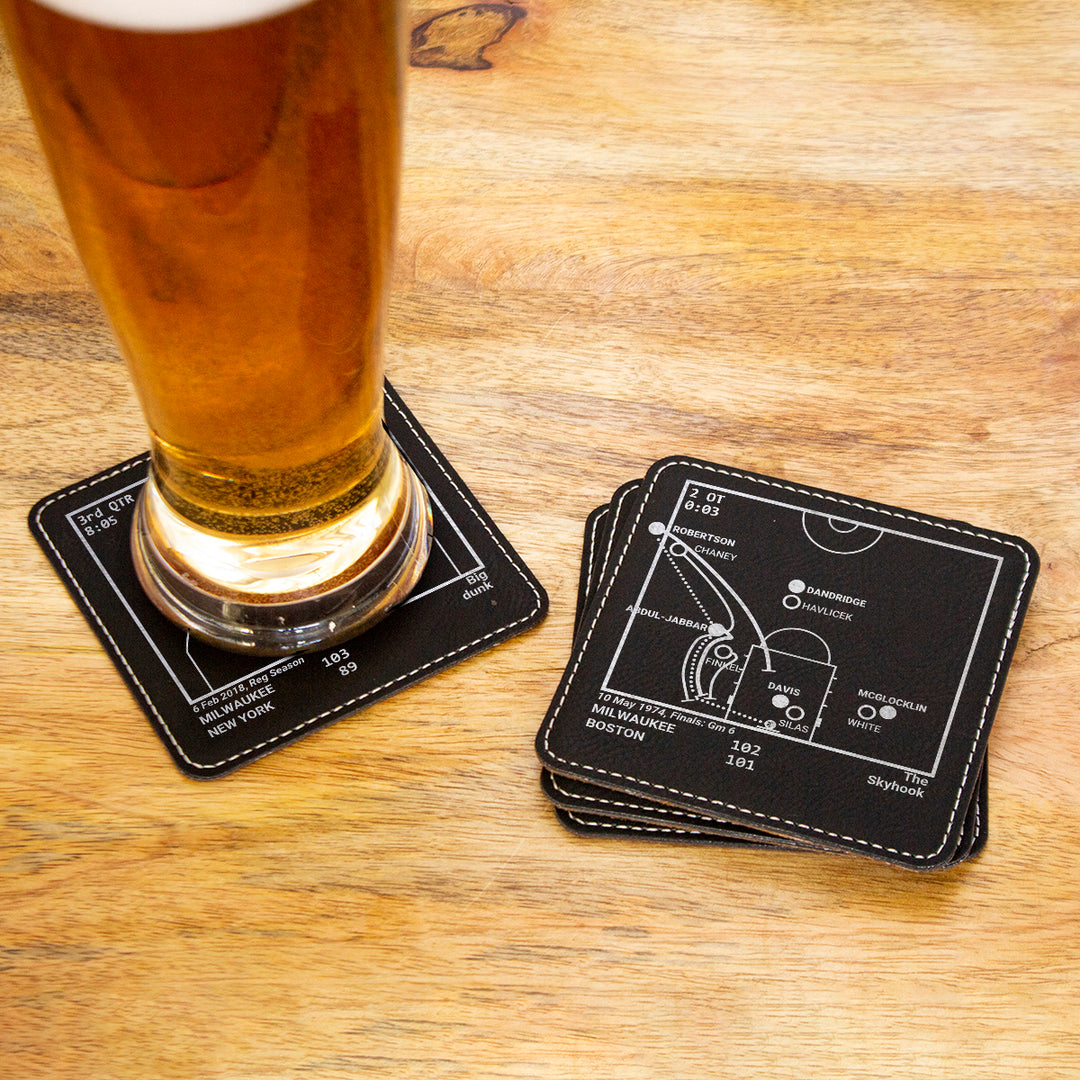 Milwaukee Bucks Greatest Plays: Leatherette Coasters (Set of 4)