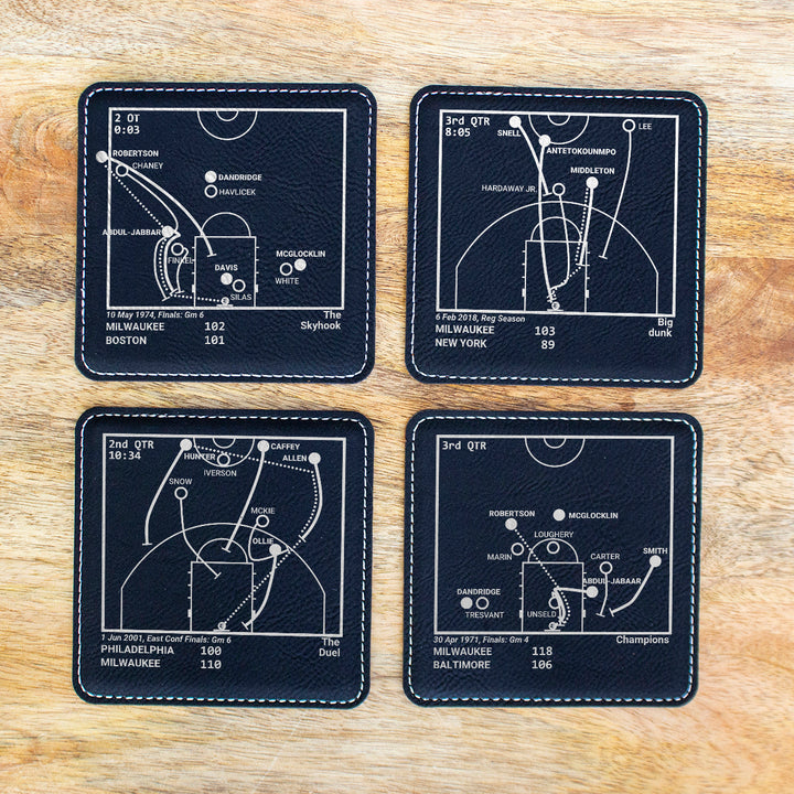 Milwaukee Bucks Greatest Plays: Leatherette Coasters (Set of 4)