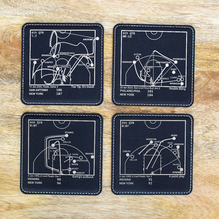 New York Knicks Greatest Plays: Leatherette Coasters (Set of 4)