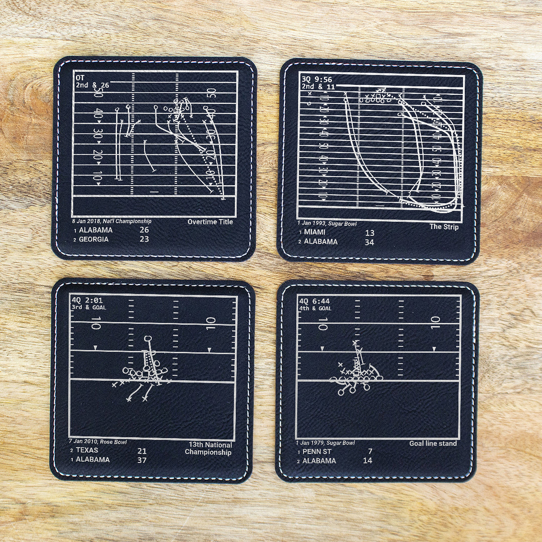 Greatest Alabama Football Plays: Leatherette Coasters (Set of 4)