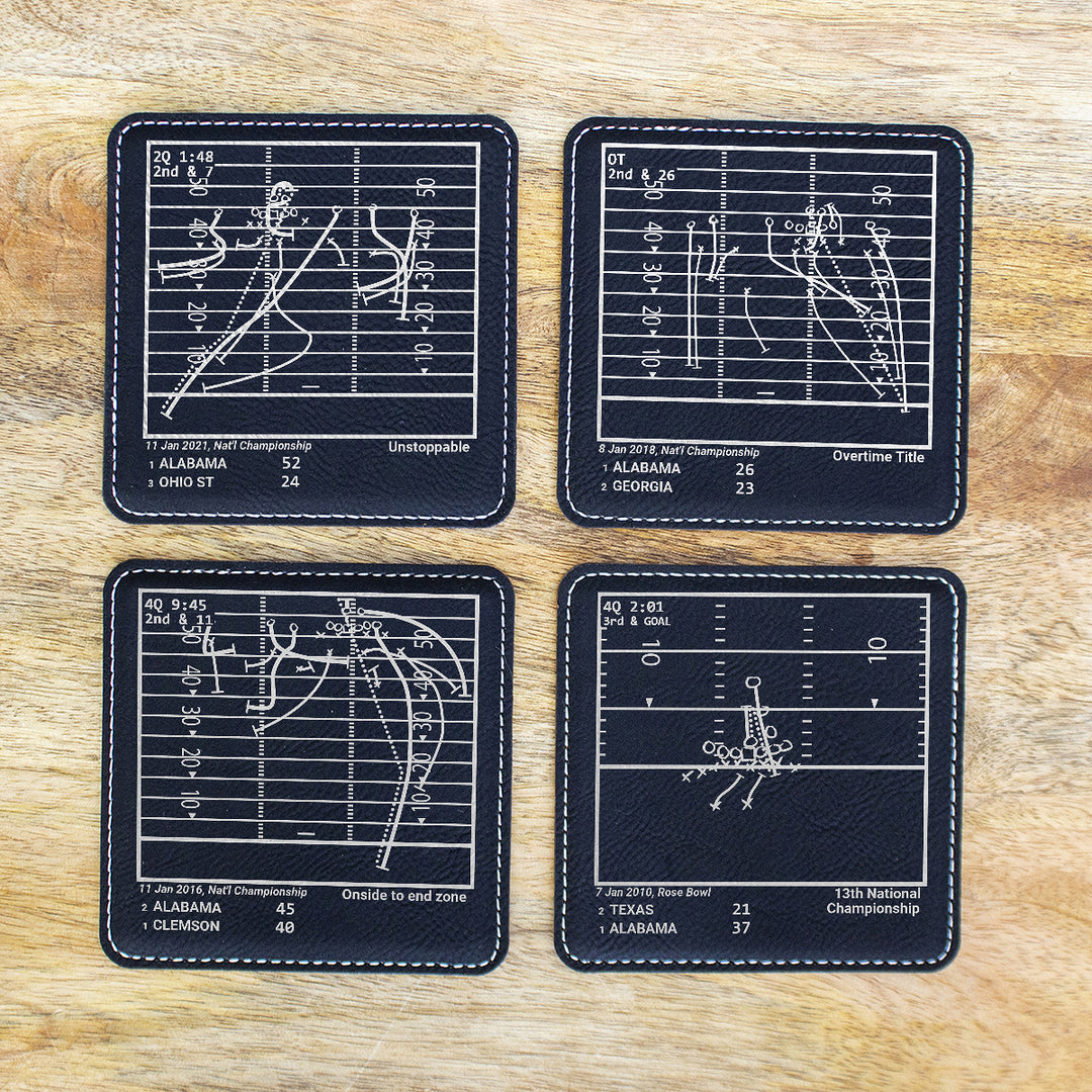 Greatest Alabama Saban Era Football Plays: Leatherette Coasters (Set of 4)