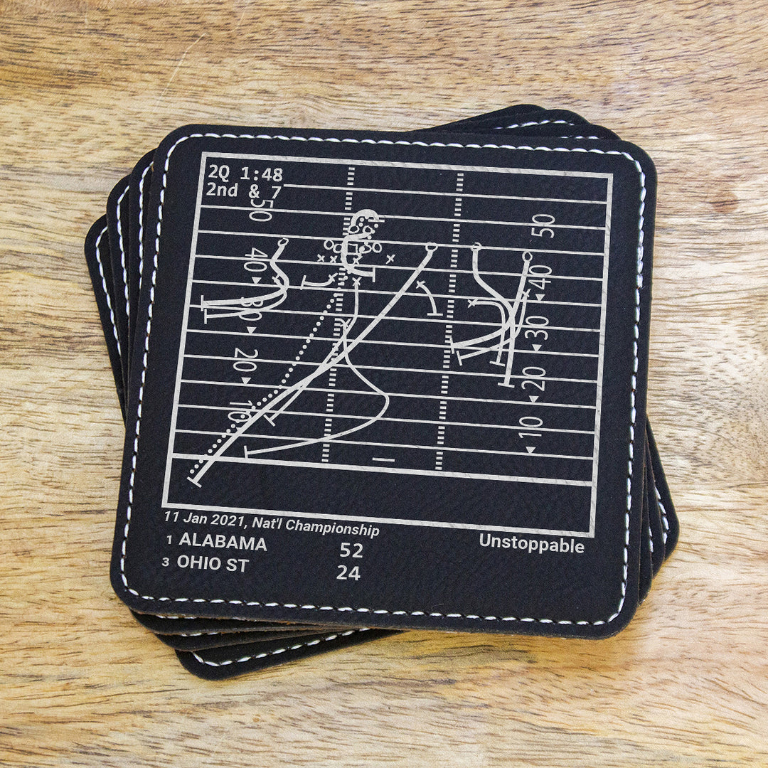 Greatest Alabama Saban Era Football Plays: Leatherette Coasters (Set of 4)