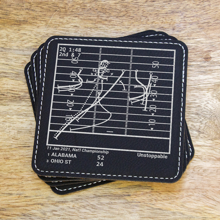 Greatest Alabama Saban Era Football Plays: Leatherette Coasters (Set of 4)