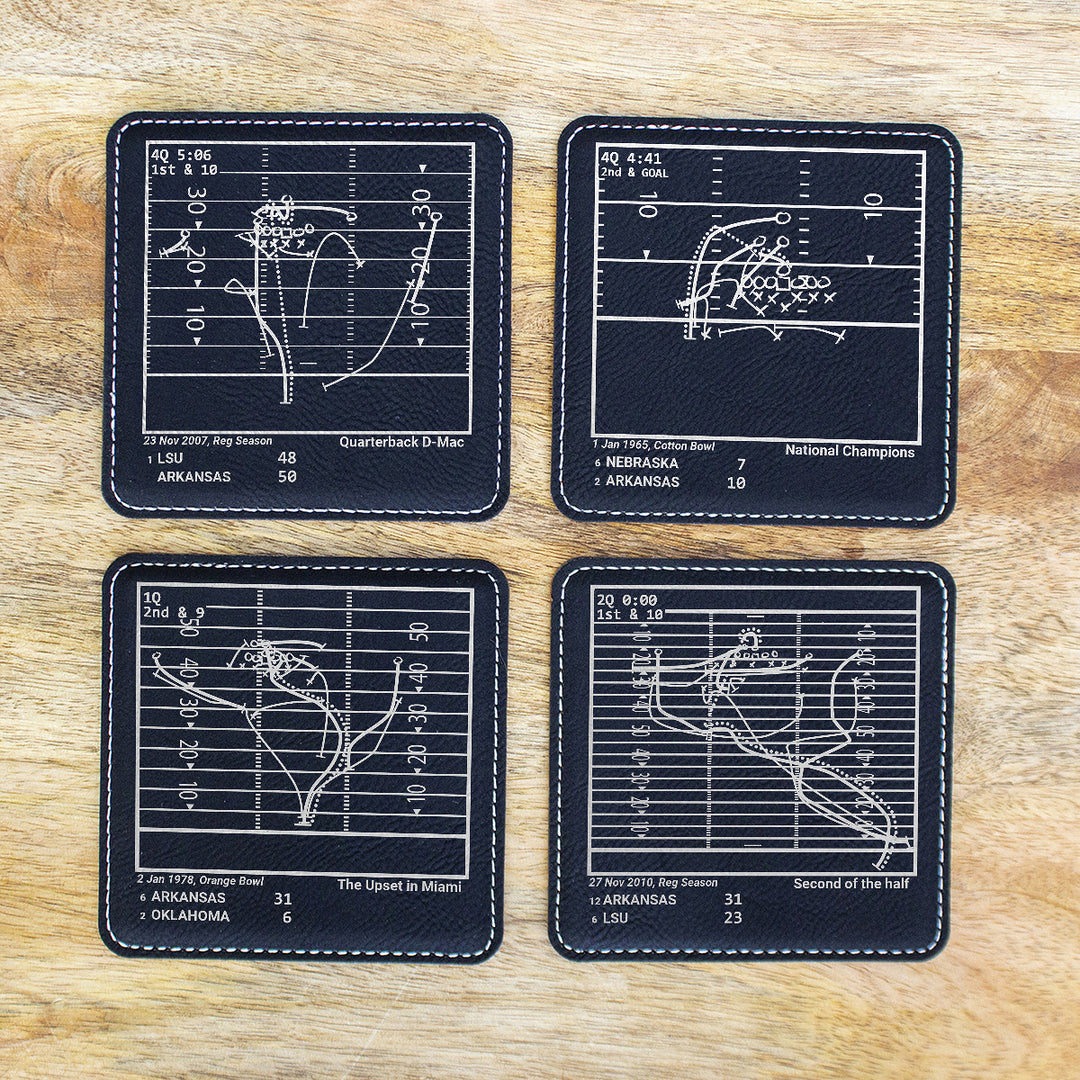 Greatest Arkansas Football Plays: Leatherette Coasters (Set of 4)