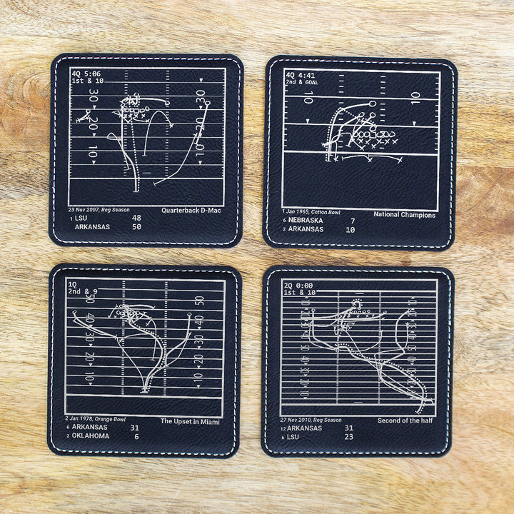 Greatest Arkansas Football Plays: Leatherette Coasters (Set of 4)