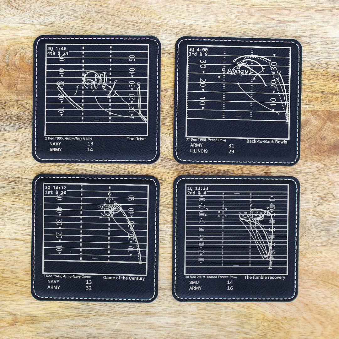 Greatest Army Football Plays: Leatherette Coasters (Set of 4)