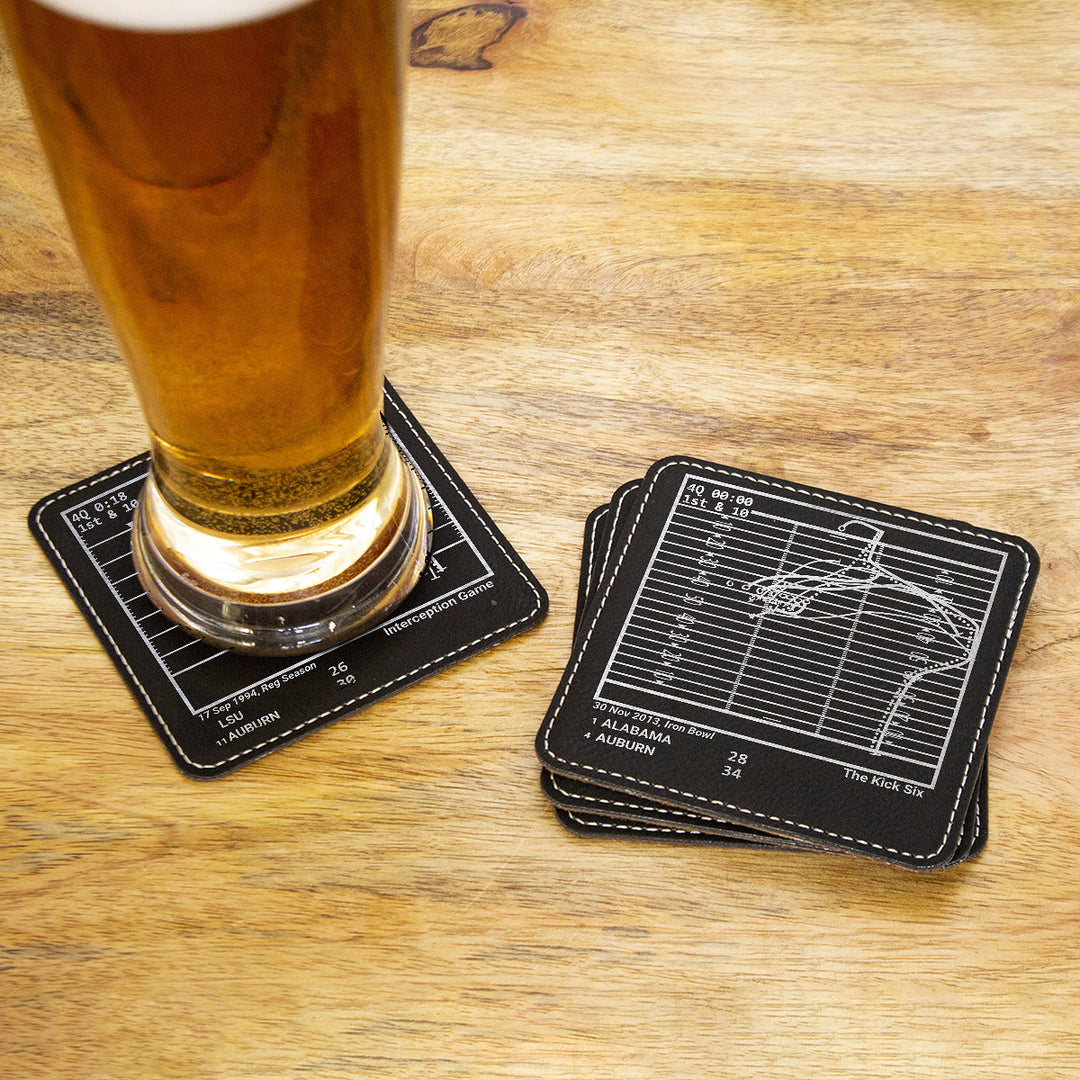Greatest Auburn Football Plays: Leatherette Coasters (Set of 4)