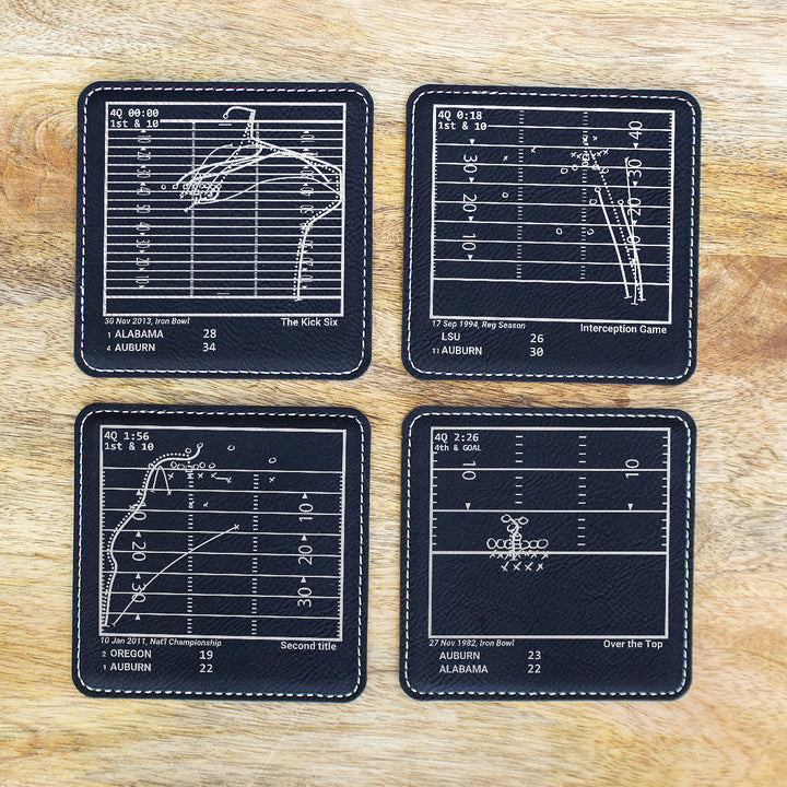 Greatest Auburn Football Plays: Leatherette Coasters (Set of 4)