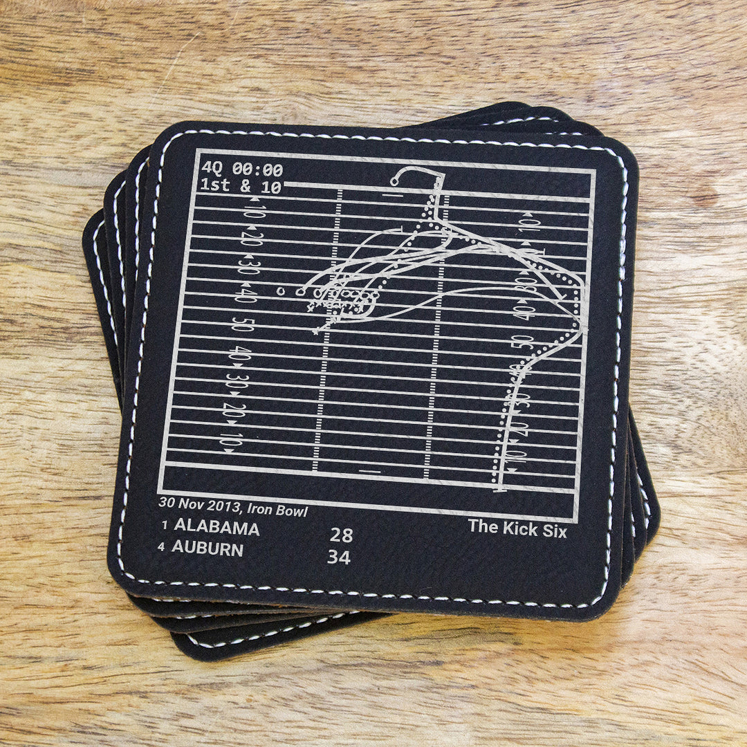 Greatest Auburn Football Plays: Leatherette Coasters (Set of 4)
