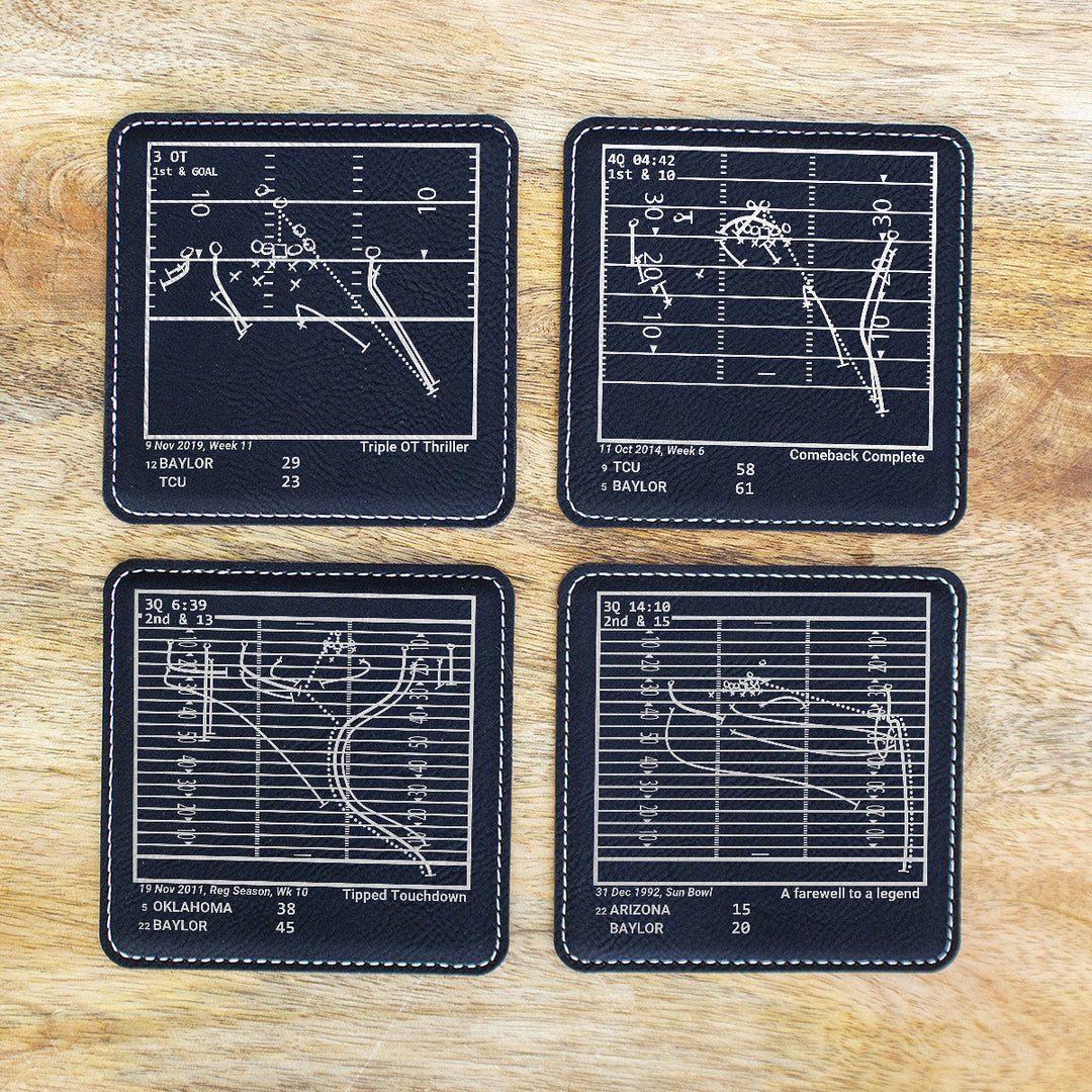 Greatest Baylor Football Plays: Leatherette Coasters (Set of 4)