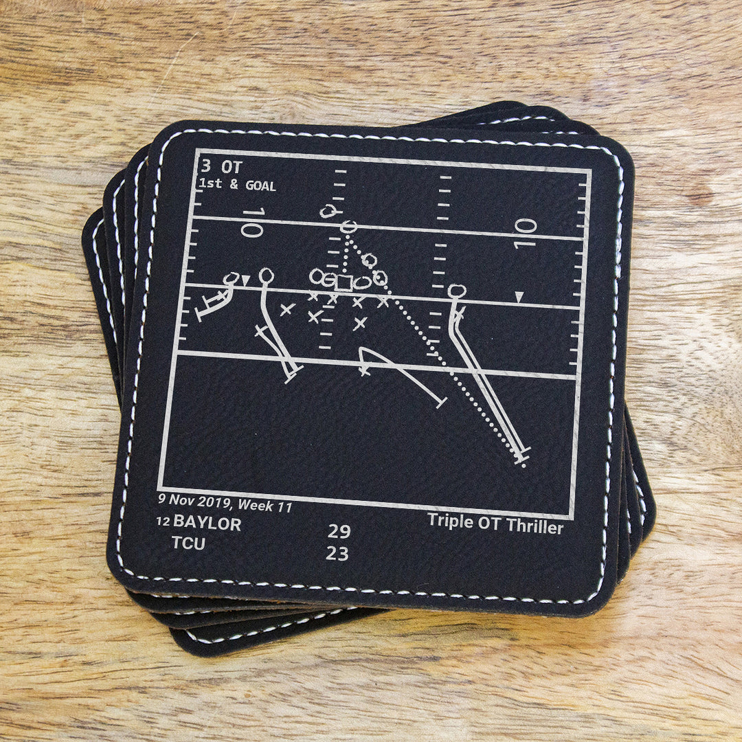 Greatest Baylor Football Plays: Leatherette Coasters (Set of 4)