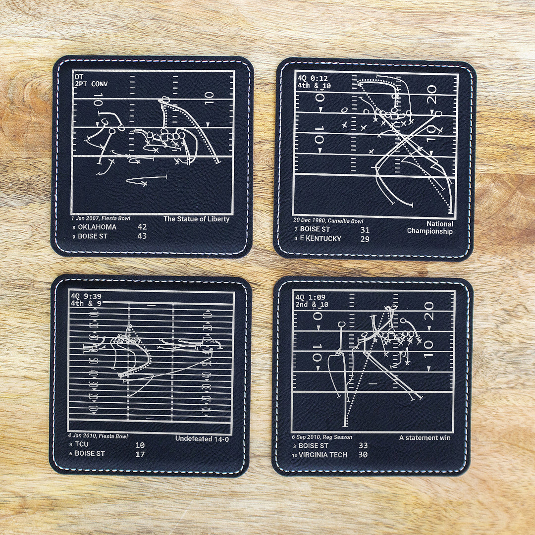 Greatest Boise State Football Plays: Leatherette Coasters (Set of 4)