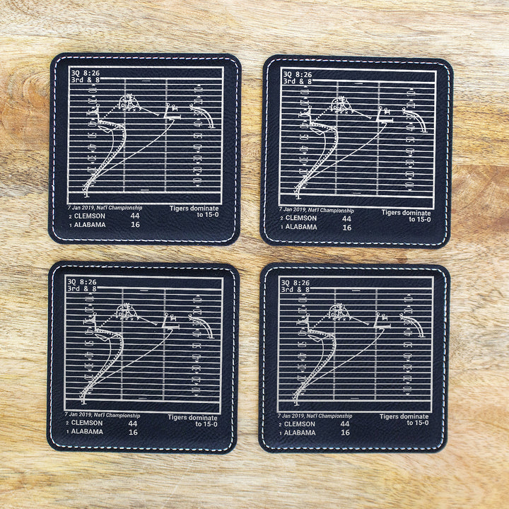 <b>2019 Champions</b> Clemson Football Plays: Leatherette Coasters (Set of 4)