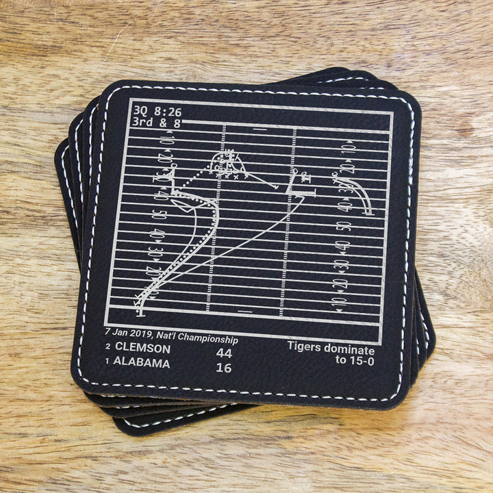 <b>2019 Champions</b> Clemson Football Plays: Leatherette Coasters (Set of 4)