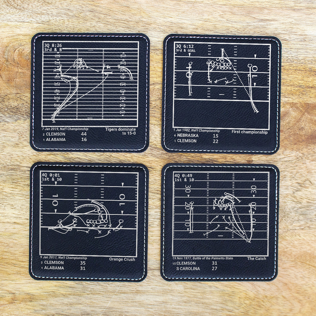 Greatest Clemson Football Plays: Leatherette Coasters (Set of 4)