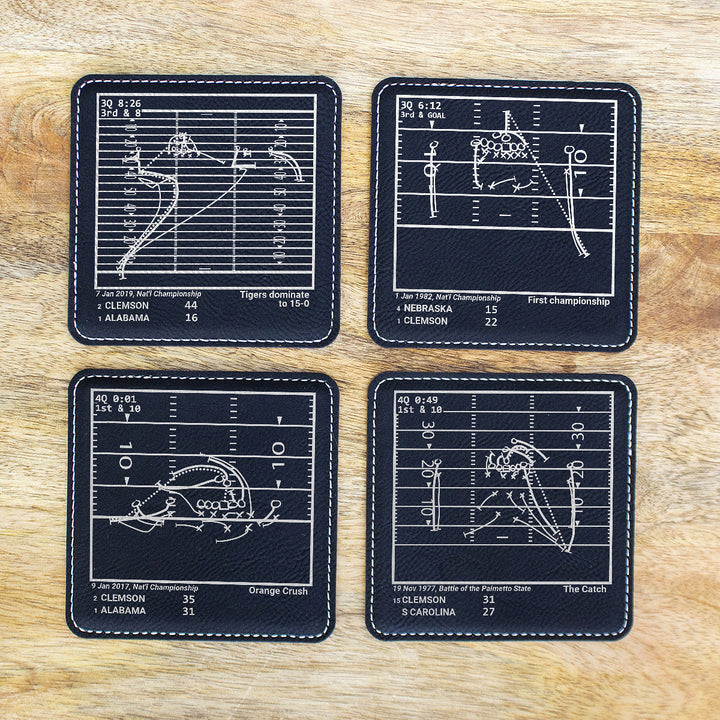 Greatest Clemson Football Plays: Leatherette Coasters (Set of 4)