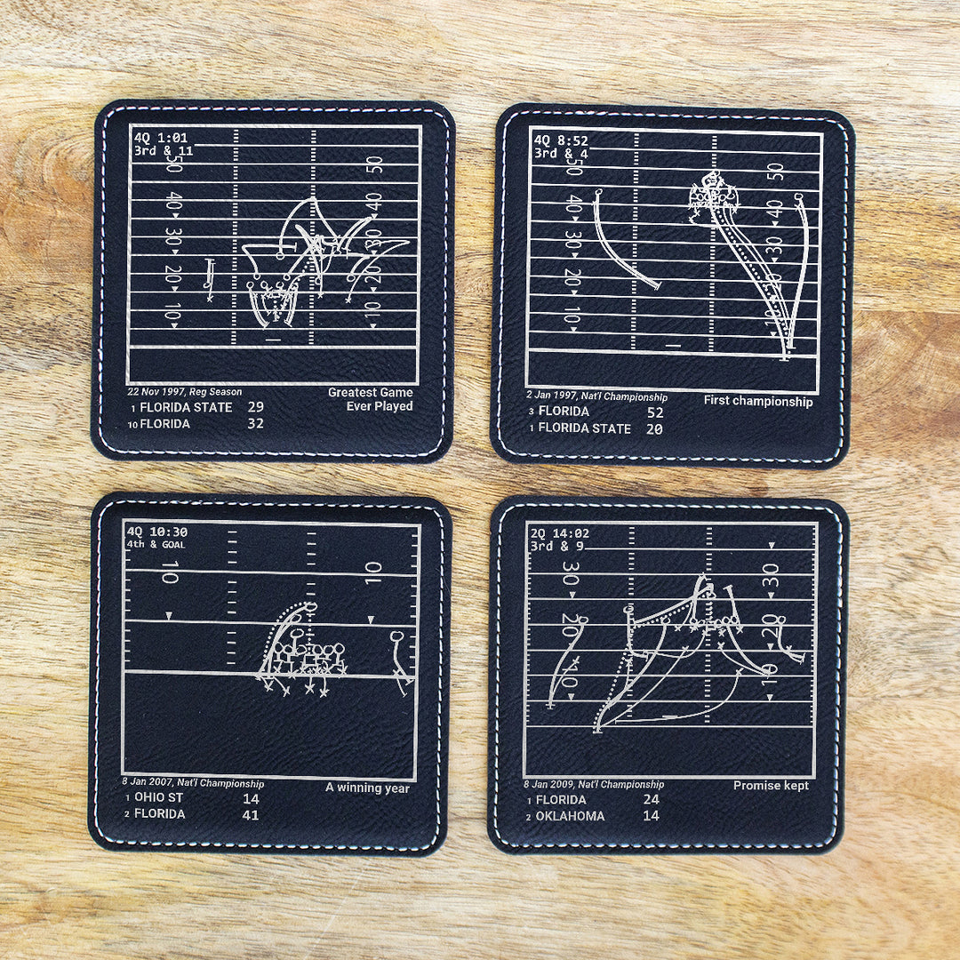 Greatest Florida Football Plays: Leatherette Coasters (Set of 4)